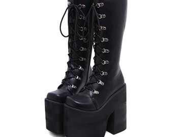black extreme platform boots