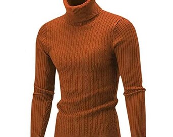 AngelSpace Men Turtleneck Solid Color Twist Autumn Knitting Jumper Pullover AngelSpace Men Turtleneck Solid Color Twist Autumn Knitting Jumper Pullover