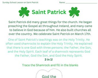 Printable Sunday School Lesson on Saint Patrick
