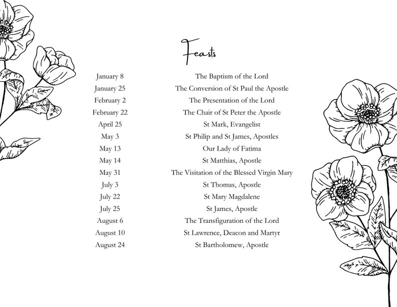 2024 Dates of Liturgical Calendar Etsy