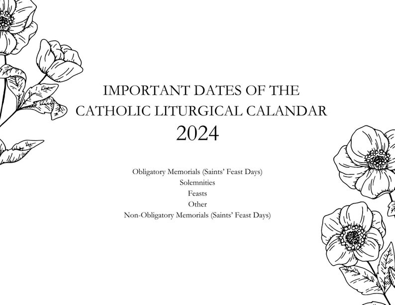 2024 Dates of Liturgical Calendar Etsy