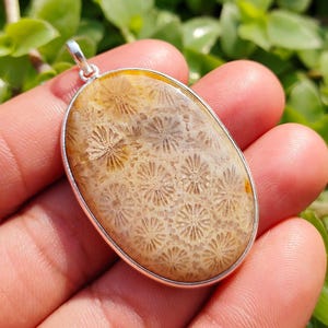 Fossil Coral Pendant, Gemstone Pendant, 925 Sterling Silver Pendant, Statement Pendant, Anniversary Gift for Wife, Christmas Gift