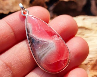 Rhodochrosite 925 Sterling Silver Pendant, Natural Rhodochrosite Gemstone 925 Solid Silver Pendant, Statement Pendant, Women Pendant, Gift