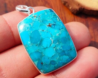 ターコイズタンブルペンダント 925スターリングシルバーペンダント