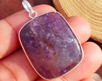 Lepidolite Pendant, 925 Sterling Silver Pendant, Lepidolite Gemstone Pendant, Handmade Silver Jewelry, Wedding Pendant, Gift For Her