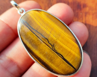 Tiger Eye Pendant, 925 Sterling Silver Pendant, Tiger Eye Gemstone Pendant, Handmade Silver Jewelry, Tiger Eye Jewelry, Gift For Her