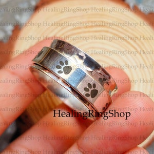 Anillo giratorio, anillo de pata, anillo de preocupación, anillo de pata de perro, anillo de promesa, anillo antiestrés, anillo de ansiedad, anillo de meditación, anillo para mujer, anillo de regalo para ella
