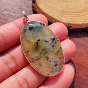 Prehnite Pendant Gemstone Handmade Pendant 925 Sterling Silver Beautiful Pendant Prehnite Pendant Gift For Love image 4
