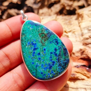 Azurite Malachite pendant, 925 Sterling Silver Pendant, mineral necklace, Crystal Pendant, Blue Azurite Pendant, Birthday Gift