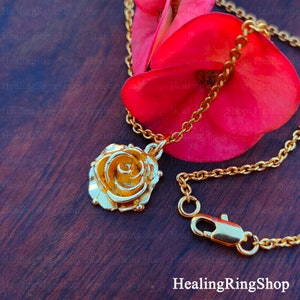 Rose Necklace, Flower Necklace, Feminine Rose Pendant, Gold Plated Brass Necklace, Rose Shape Necklace, Gift For Her, Bridesmaid Gift, Gift