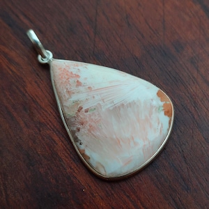 Natural Scolecite Cabochon Pendant, 925 Sterling Silver Pendant, Girls Pendant, Handmade Pendant Necklace Jewelry, Gift for her