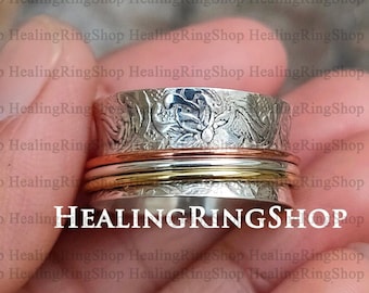 Spinner Ring, Texture Ring, Worry Ring, Anxiety Ring, Fidget Ring, 925 Sterling Silver Ring, Designer Ring, Women Ring, Gift For Her Ring