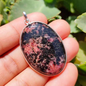 Rhodonite Pendant, 925 Sterling Silver Pendant, Rhodonite Gemstone Pendant, Handmade Silver Jewelry, Rhodonite Jewelry, Gift For Her Mother