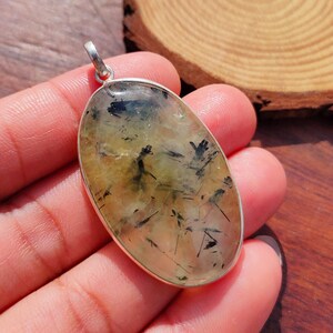 Prehnite Pendant Gemstone Handmade Pendant 925 Sterling Silver Beautiful Pendant Prehnite Pendant Gift For Love image 6