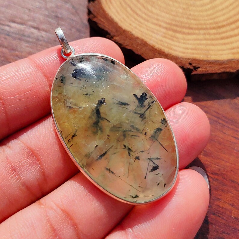Prehnite Pendant Gemstone Handmade Pendant 925 Sterling Silver Beautiful Pendant Prehnite Pendant Gift For Love image 8
