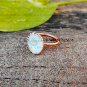 Shiva Eye Shell Ring, Electroformed Copper Ring, Handmade Electroformed Jewelry, Genuine Gemstone Ring, Copper Jewelry, Gift For Her