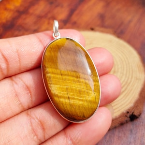 Natural Tiger Eye Yellow Gemstone Pendant, 925 Sterling Silver Pendant, Handmade Pendant, Boho Pendant, Stone Pendant, Best Gift For Her
