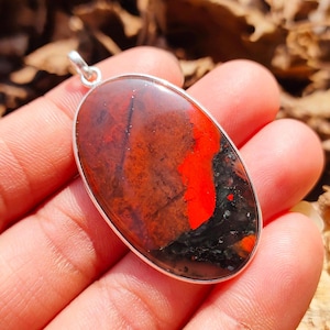 Bloodstone Pendant 925 Sterling Silver Pendant Bloodstone Gemstone Pendant Handmade Silver Gemstone Jewelry Bloodstone Pendant For Necklaces