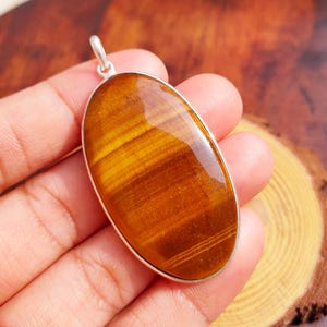 Tiger Eye Pendant, 925 Sterling Silver Pendant, Tiger Eye Gemstone Pendant, Handmade Silver Jewelry, Tiger Eye Jewelry, Gift For Her Mother