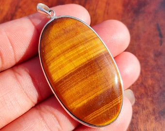 Tiger Eye Pendant, 925 Sterling Silver Pendant, Tiger Eye Gemstone Pendant, Handmade Silver Jewelry, Tiger Eye Jewelry, Gift For Her Mother
