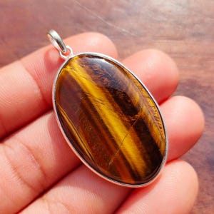 Tiger Eye Pendant, 925 Sterling Silver Pendant, Tiger Eye Gemstone Pendant, Handmade Silver Jewelry, Tiger Eye Jewelry, Gift For Her Mother