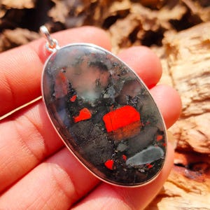 Bloodstone Pendant: Handmade 925 Sterling Silver Boho Necklace