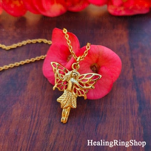 Handmade Vergoldete Fee Halskette - Messing Charm Schmuck