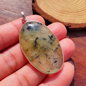Prehnite Pendant Gemstone Handmade Pendant 925 Sterling Silver Beautiful Pendant Prehnite Pendant Gift For Love image 9