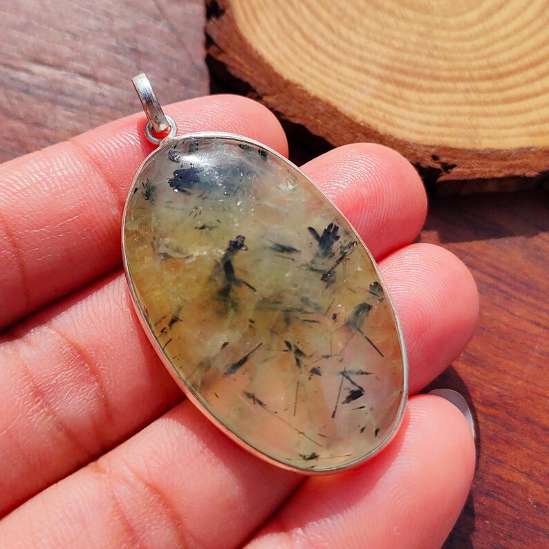 Prehnite Pendant Gemstone Handmade Pendant 925 Sterling Silver Beautiful Pendant Prehnite Pendant Gift For Love image 9