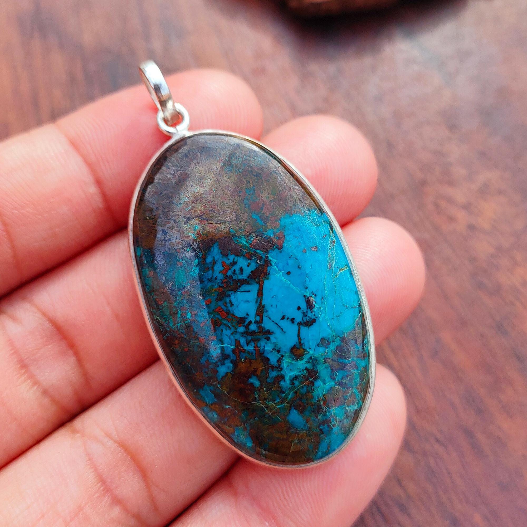 Splendido ciondolo con pietra preziosa shattuckite, gemma unica, ciondolo fatto a mano, ciondolo in argento sterling 925, gioiello da donna, regalo di anniversario - Italia