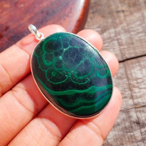 Malachite Pendant Malachite Natural Gemstone Handmade 925