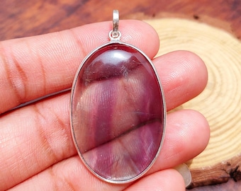 Rainbow Fluorite Pendant, 925 Sterling Silver Pendant, Fluorite Gemstone, Fluorite Handmade Silver Stone Jewelry, Fluorite Silver Pendant