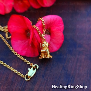 Labrador Puppy Dog Dangle Gold Plated Charm Necklace