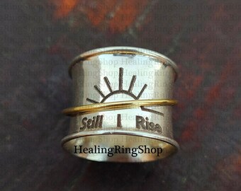 Anillo Amanecer, Anillo Giratorio, Anillo Curativo, Anillo Motivacional, Anillo de Plata de Ley 925, Anillo Antiestrés, Anillo para Mujer, Regalo para Hija, Anillo Único
