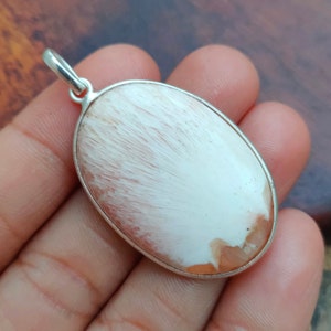 Scolecite Pendant, 925 Sterling Silver Pendant, Scolecite Gemstone Pendant, Handmade Silver Jewelry, Scolecite Jewelry, Gift For Her Mother