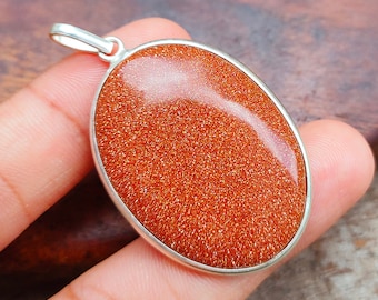 Golden Sandstone Pendant, 925 Sterling Silver Pendant, Bezel Pendant Necklace for Women, Silver Pendant, Dainty Pendant, Gift For Her