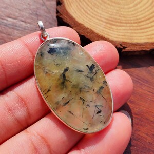 Prehnite Pendant Gemstone Handmade Pendant 925 Sterling Silver Beautiful Pendant Prehnite Pendant Gift For Love image 10