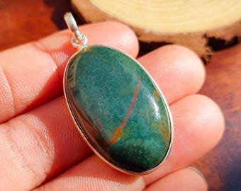 Bloodstone Pendant, 925 Sterling Silver Pendant, Bloodstone Gemstone Pendant, Handmade Silver Bloodstone Jewelry, Gift For Her Mother