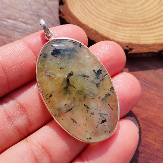 Prehnite Pendant Gemstone Handmade Pendant 925 Sterling Silver Beautiful Pendant Prehnite Pendant Gift For Love