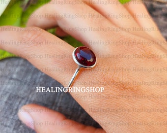 Anillo de granate, anillo de piedra natal, anillo de gema, anillo llamativo, anillo de plata de ley 925, anillo bohemio, anillo hecho a mano, anillo para mujer, regalo para ella