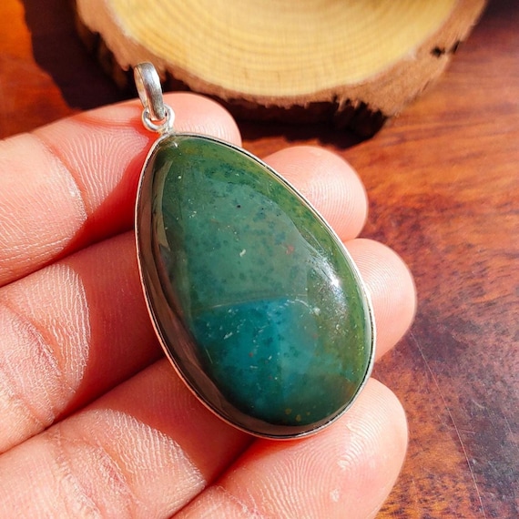 Bloodstone Pendant, 925 Sterling Silver Pendant, Bloodstone