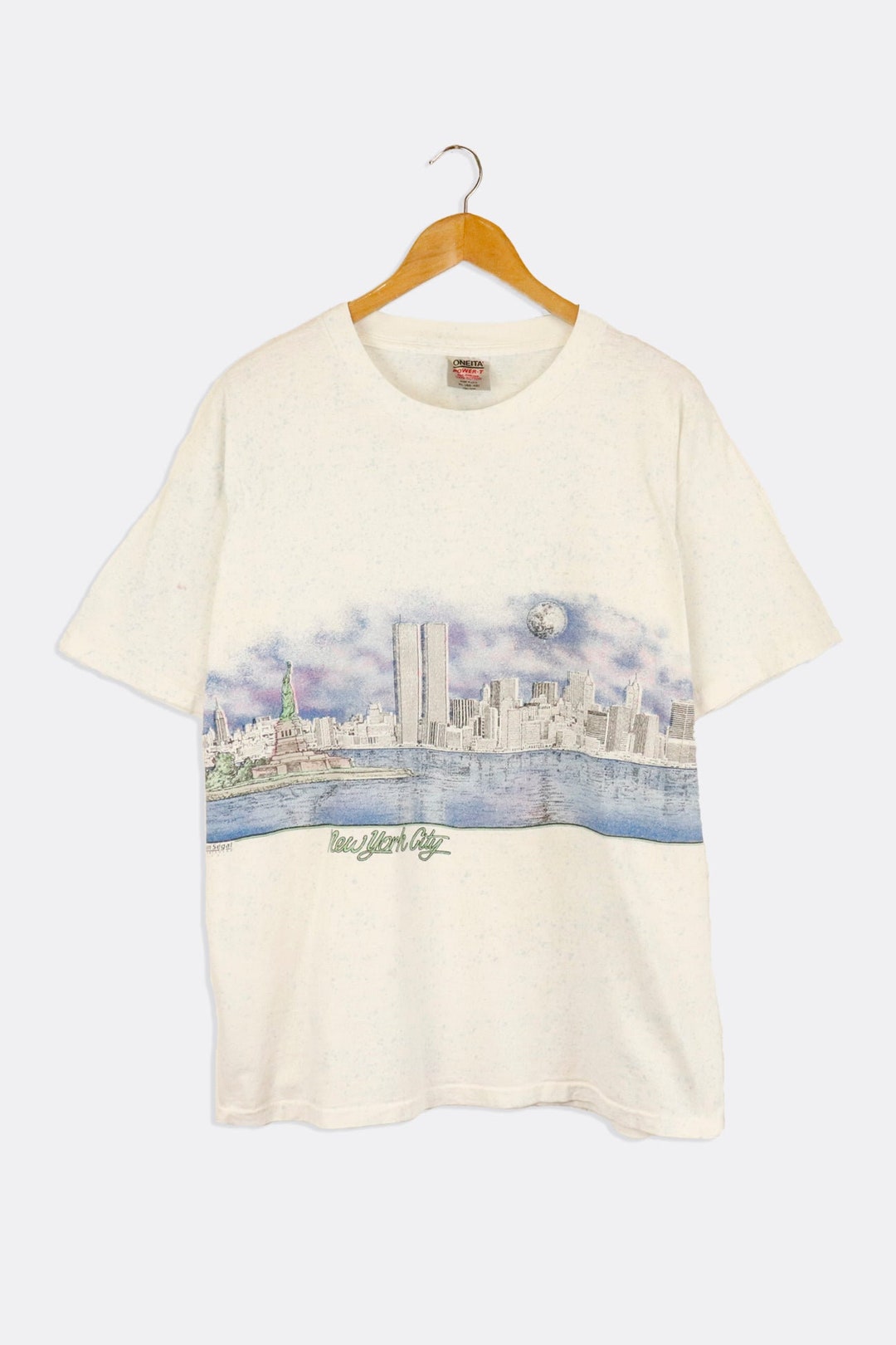 Vintage 1989 New York Skyline Spotted Grpahic T Shirt Sz XL - Etsy