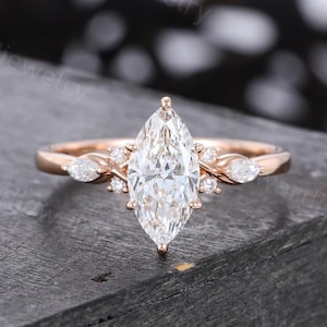 Marquise cut 6*12mm Lab Grown Diamond engagement ring Unique Rose gold ring Diamond ring Bridal promise ring certificate Anniversary ring