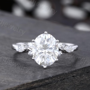 3CT Oval cut Moissanite engagement ring White gold ring Marquise Diamond ring woman wedding ring Bridal ring Promise ring Anniversary ring
