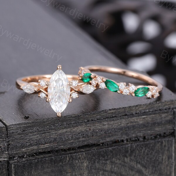 Emerald Cut Green Wedding Band Etsy