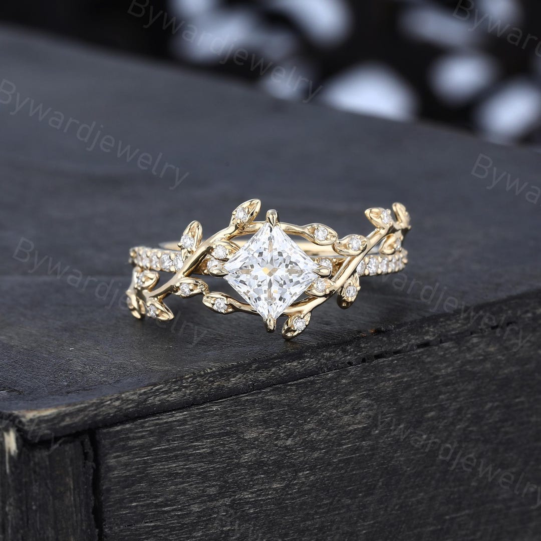 Unique Princess Cut 1CT Lab Grown Diamond Engagement Ring Vintage ...