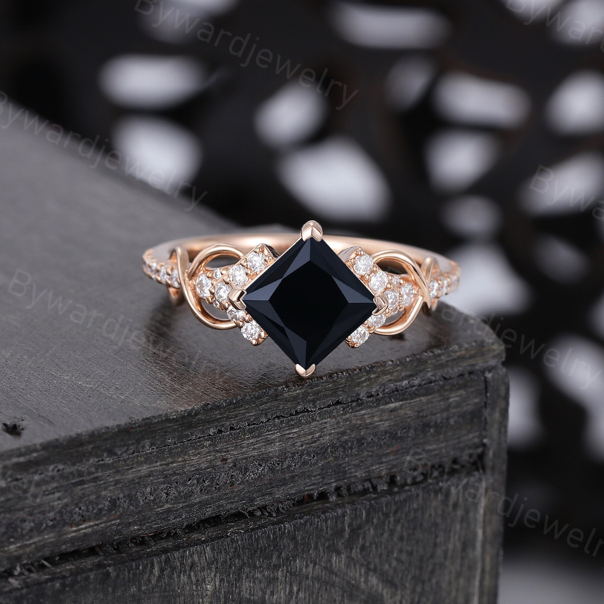 Princess cut 2024 onyx ring