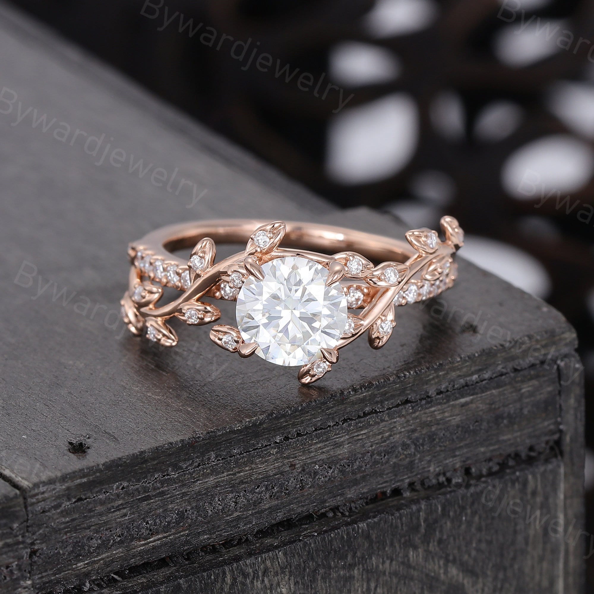 Unique Rose Gold Vine & Diamond Ring