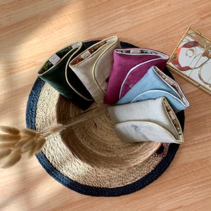 Bolsa para guardar joias, bolsa para joias nômade em linho, liberty, ouro iridescente ou debrum prateado. Acessório de viagem