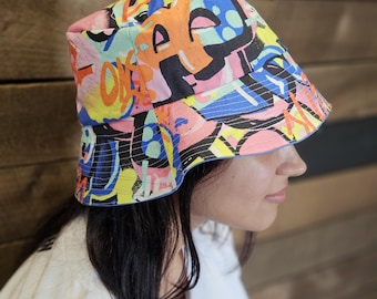 Urban Graffiti Bucket Hat: Lightweight Cotton, Machine Washable